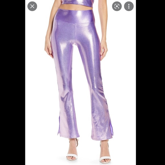 THE MIGHTY COMPANY Pants - The Mighty Company The Disco Pants in Lavender Silver Glitter